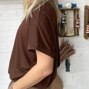 Camiseta Marron Drapeado