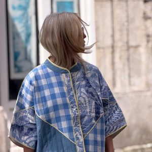 Chaqueta Kimono Pajaros y Cuadros